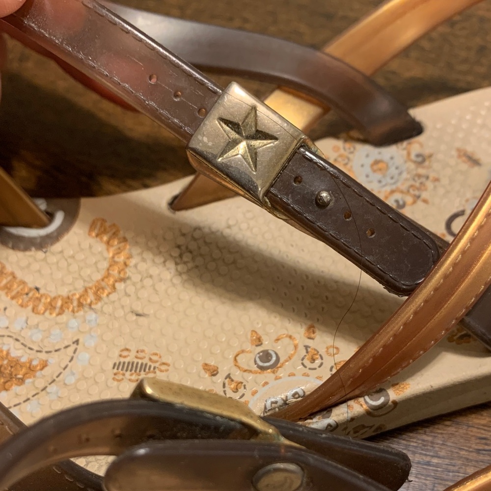 Aldo Brown and Tan Strappy Sandals - Picture 6 of 8